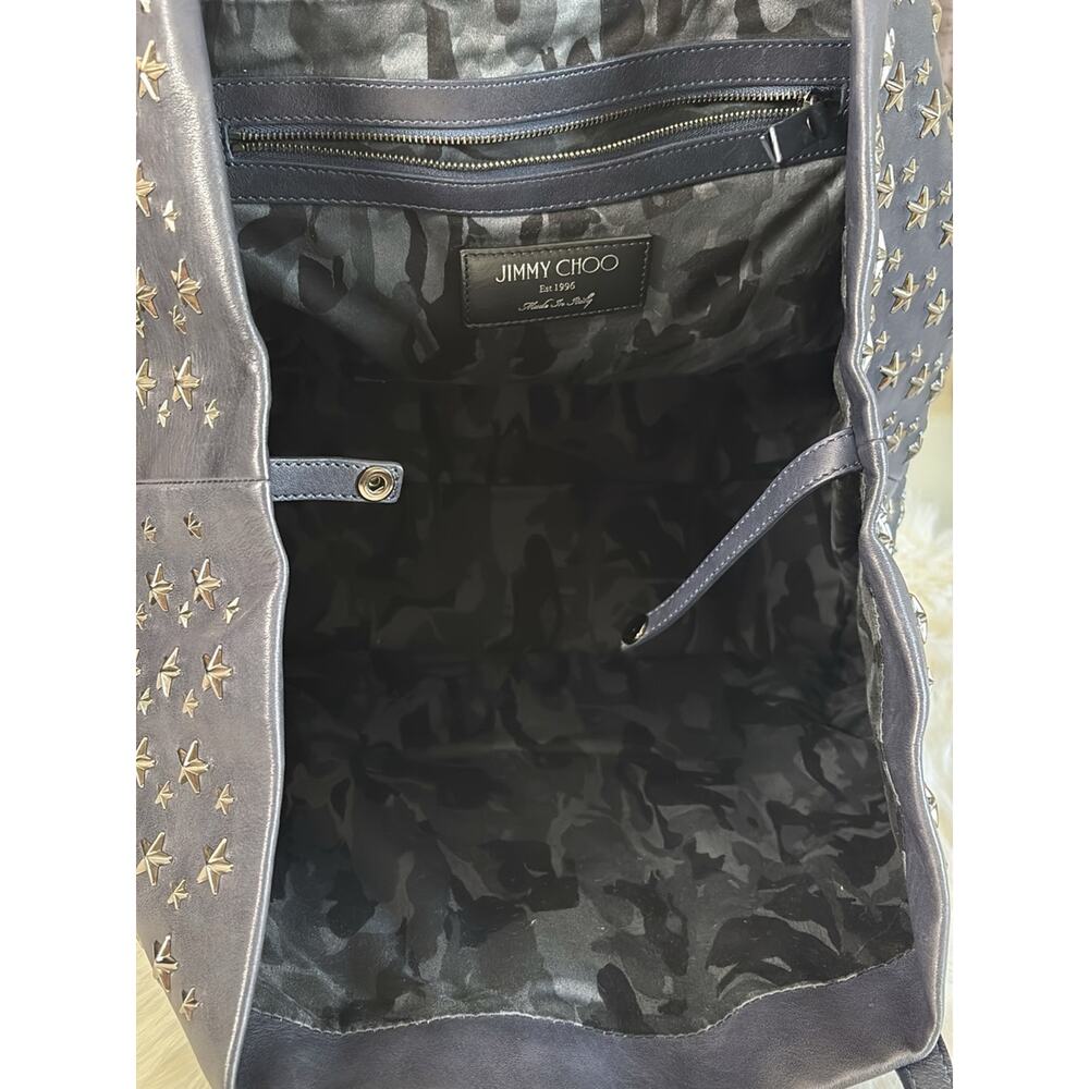 JIMMY CHOO Studded Star Leather Tote Bag - Navy Blue - Picture 11 of 12